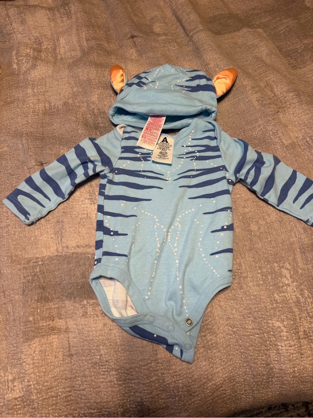 Disney’s Avatar 9-12 month Blue Striped Hooded Baby One-Piece